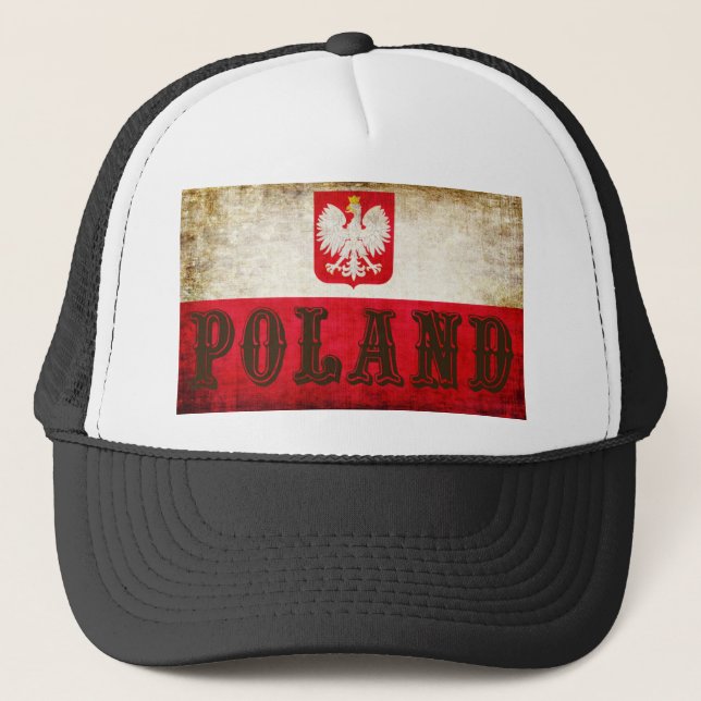 Gorra De Camionero Grunge de la bandera de Polonia (Anverso)