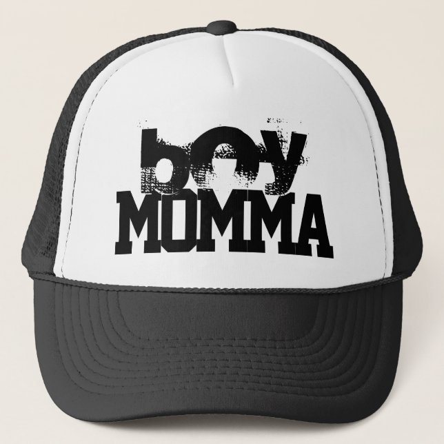 Gorra De Camionero grunge negro y blanco BOY MOMMA | (Anverso)