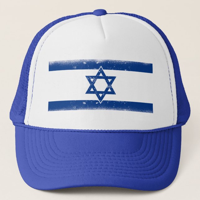 Gorra De Camionero Grungge de la bandera de Israel (Anverso)