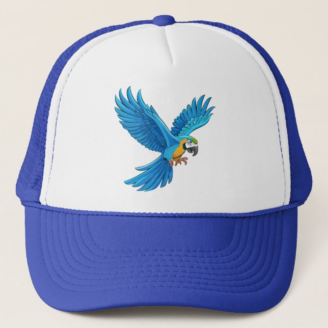 Gorra De Camionero Guacamayo azul volando (Anverso)