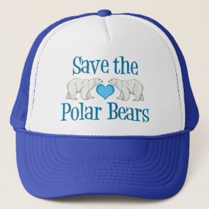 Gorra De Camionero Guardar los osos polares blanco azul puro