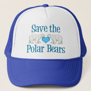 Gorra De Camionero Guardar los osos polares blanco azul puro