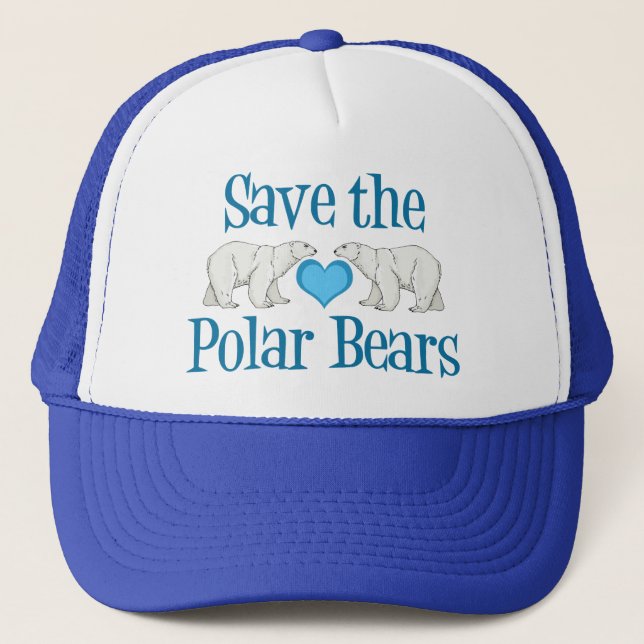 Gorra De Camionero Guardar los osos polares blanco azul puro (Anverso)