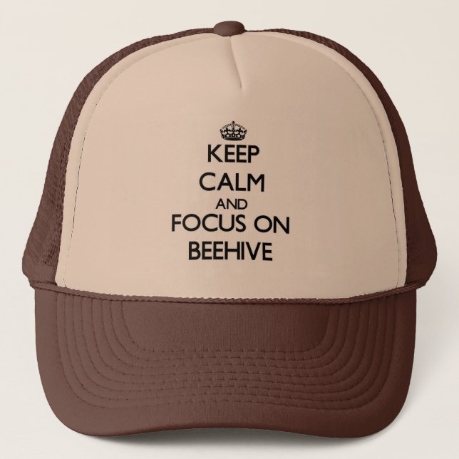 Gorra De Camionero Guarde la calma y el foco en colmena (Anverso)