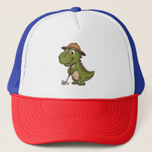 Gorra De Camionero Guay Funny Green Dino Jugando Golf T-Rex Lover