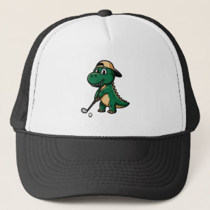 Gorra De Camionero Guay Funny Green Dino Jugando Golf T-Rex Lover
