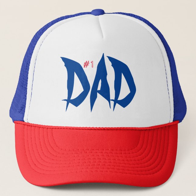 Gorra De Camionero Guay rojo azul de papá número uno (Anverso)