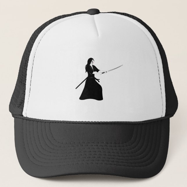 Gorra De Camionero Guerrera de Samurai con espada (Anverso)