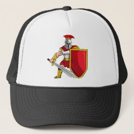 Gorra De Camionero Guerrero antiguo con espada y escudo en casco y