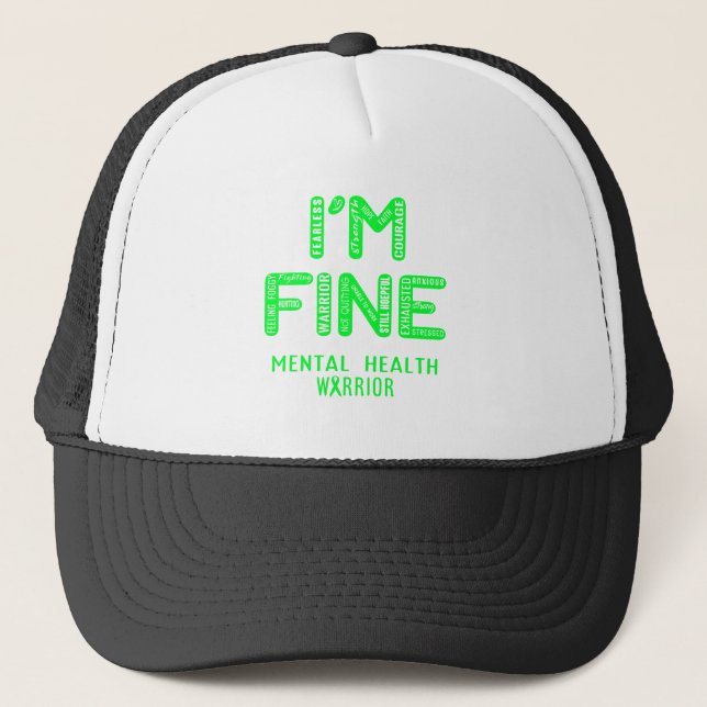 Gorra De Camionero Guerrero de la salud mental - ESTOY BIEN (Anverso)