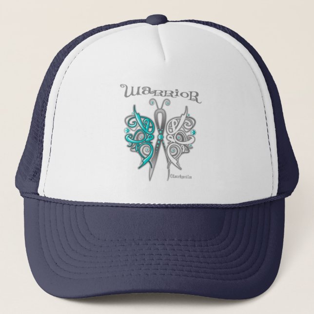 Gorra De Camionero Guerrero del cáncer cervical mariposa celta (Anverso)
