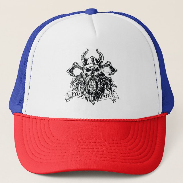 Gorra De Camionero Guerrero vikero con barba (Anverso)