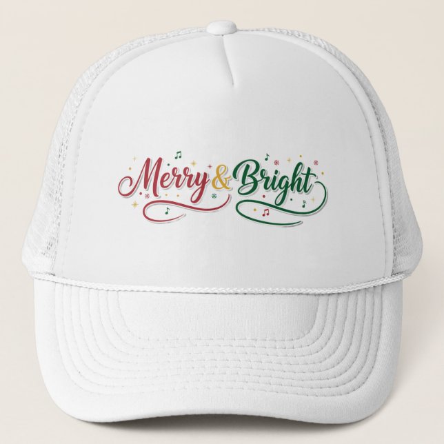 Gorra De Camionero Guión clásico de Merry & Bright de Navidad (Anverso)