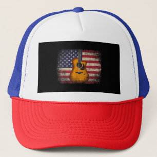 Gorra De Camionero Guitarra 4 de julio Regalo Bandera Americana USA -
