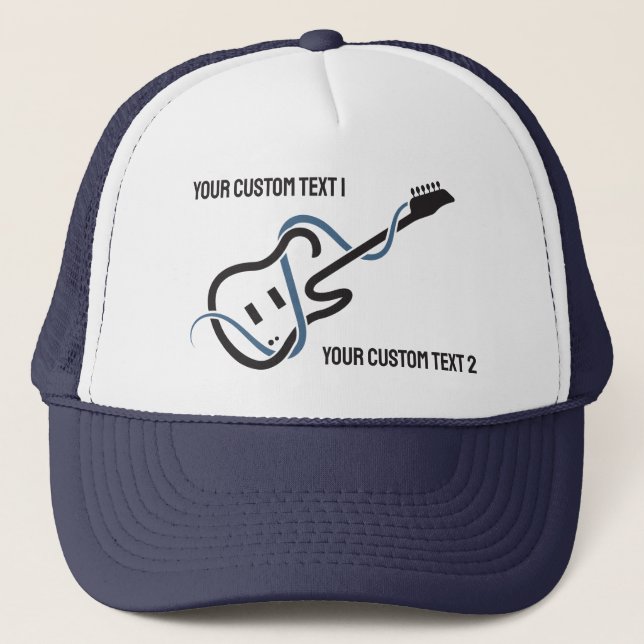 Gorra De Camionero Guitarra con estilo de texto personalizado (Anverso)