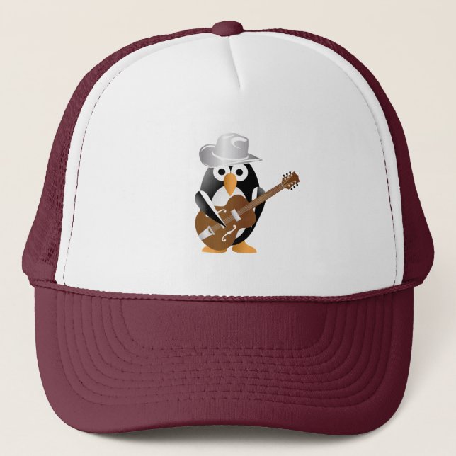 Gorra De Camionero Guitarrista pingüino (Anverso)