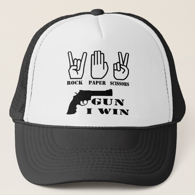 Gorra De Camionero Gun de tijeras de papel de rock (Anverso)