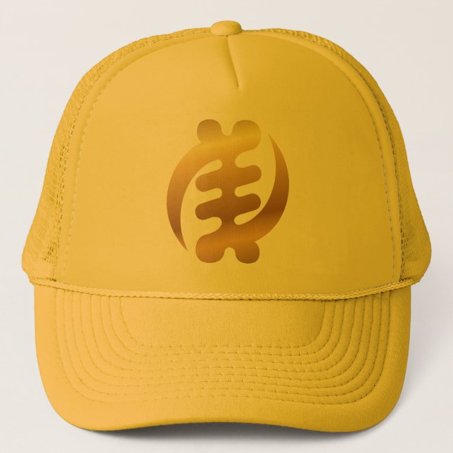 Gorra De Camionero Gye africano Nyame brillante oro Adinkra símbolo d (Anverso)