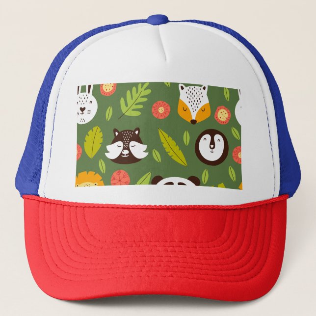 Gorra De Camionero Habitantes de bosques: Patrón de niños escandinavo (Anverso)