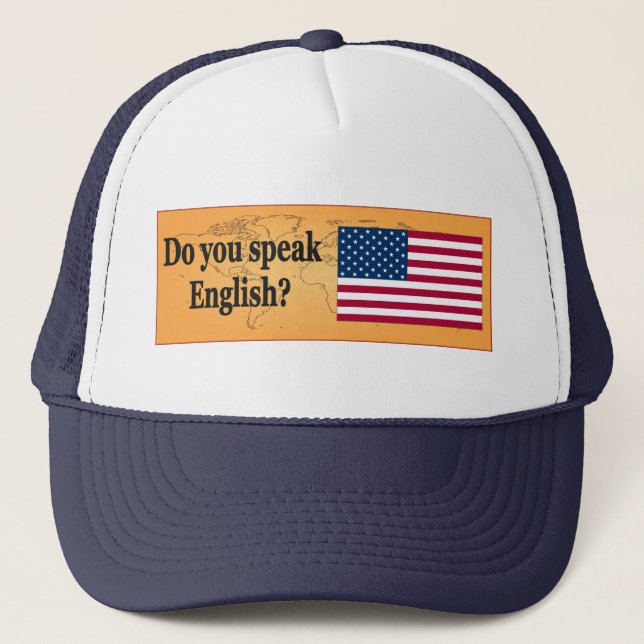 Gorra De Camionero ¿Hablas inglés? Bandera bf (Anverso)