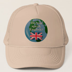Gorra De Camionero "¿Hablas inglés?" en inglés. Bandera y globo