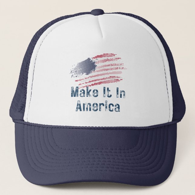Gorra De Camionero Hacerlo En Estados Unidos Con Bandera Estilizada (Anverso)