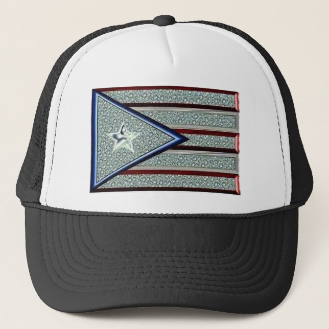 Gorra De Camionero Hacia fuera helada bandera puertorriqueña (Anverso)