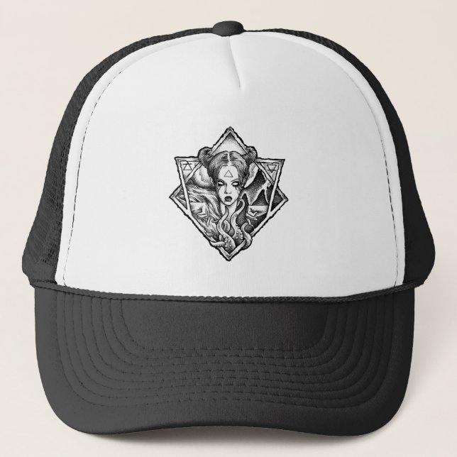 Gorra De Camionero Hail Satan - 666 Cross Cap - Antichrist Truckercap (Anverso)