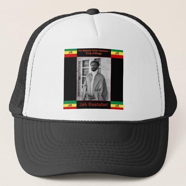 Gorra De Camionero Haile Selassie el león de Judah, Jah Rastafari (Anverso)