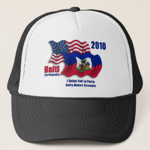 Gorra De Camionero Haitiano y banderas que agitan americanas para