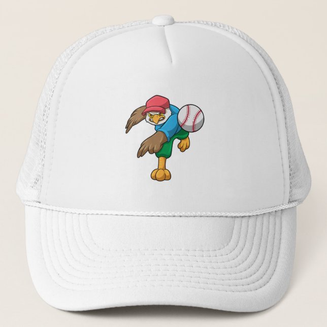 Gorra De Camionero Halcón en el béisbol con bate de béisbol (Anverso)