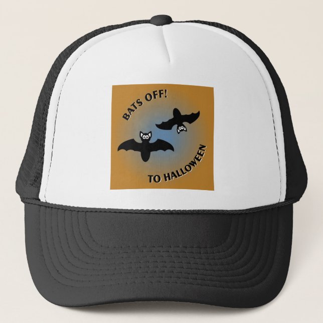 Gorra De Camionero Halloween Bats Naranja Azul (Anverso)