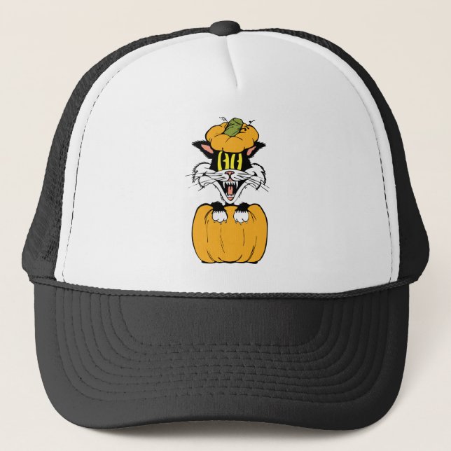 Gorra De Camionero Halloween Cat (Anverso)