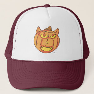 Gorra De Camionero Halloween Cat Jack-o-Lantern Personalizado de cala