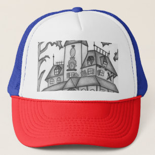 Gorra De Camionero Halloween de Haunted House y Bats