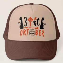 Gorra De Camionero Halloween de los gatos negros de Octubre 31