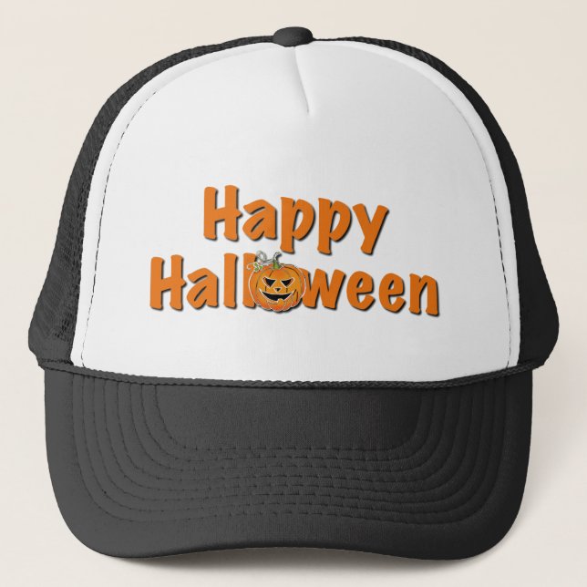 Gorra De Camionero Halloween | espeluznante jack-o-lantern (Anverso)