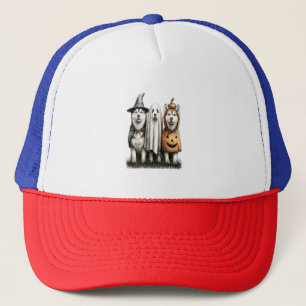 Gorra De Camionero Halloween Ghost Siberian Husky Dog