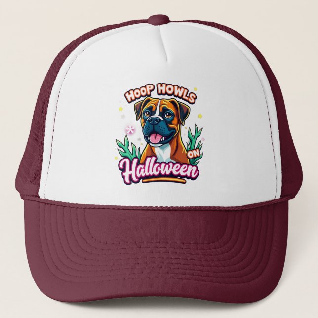 Gorra De Camionero Halloween Hoop Howls: Pug en el modo de la bestia  (Anverso)