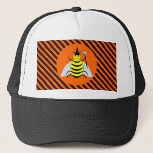 Gorra De Camionero Halloween Magic Bee Witch Naranja y Black Stripes