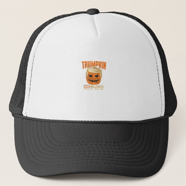 Gorra De Camionero Halloween Trumpkin Funny hace grande a Estados Uni (Anverso)