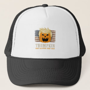 Gorra De Camionero Halloween Trumpkin Vintage Bandera Estadounidense