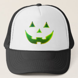 Gorra De Camionero Halloween verde neón Jack o cara de calabaza de li