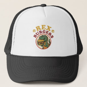 Gorra De Camionero Hamburguesas Retro Rex T-Rex Comiendo Hamburguesa