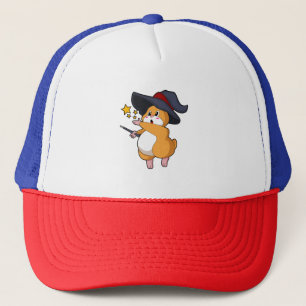 Gorra De Camionero Hámster como asistente con varita mágica