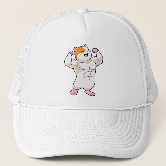 Gorra De Camionero Hámster como Bodybuilder con músculos grandes (Anverso)