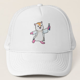 Gorra De Camionero Hámster como científico con tubo de prueba