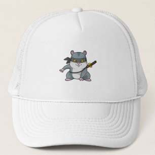 Gorra De Camionero Hámster como Ninja en artes marciales con espada