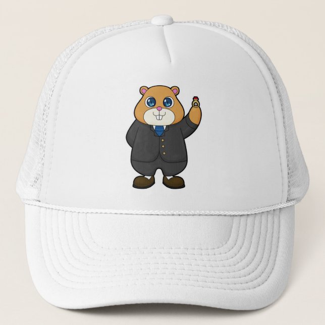 Gorra De Camionero Hámster como novio con anillo de boda (Anverso)