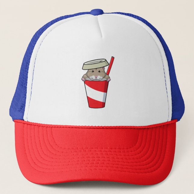 Gorra De Camionero Hamster con bebida (Anverso)